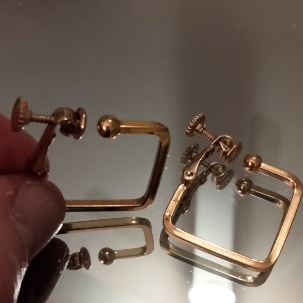 Old Money Earrings Gold Hoop Screw On Geometric Minimalist Luxury Jewelry - Picture 14 of 16
